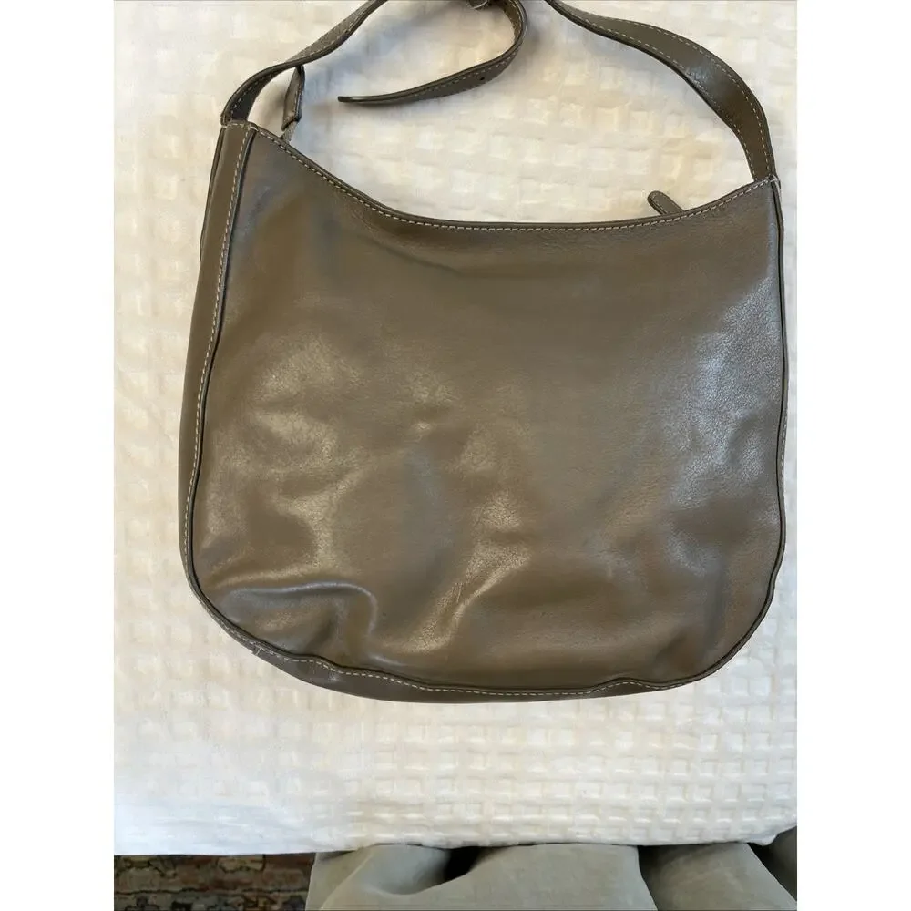 Frye Olivia Large Khaki Leather Crossbody Zip Top Closure Adjustable Strap Boho